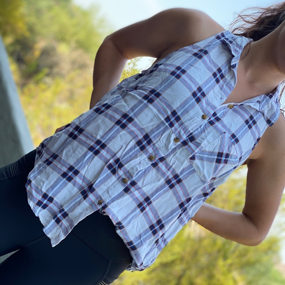 Button up flannel tank